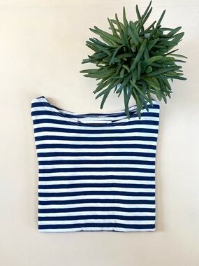 H&M - Navy & White Striped Cotton Long-Sleeve Shirt